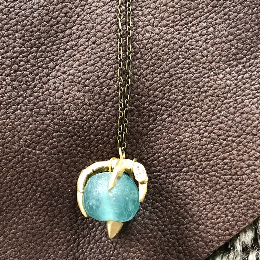 NEW Natalie Frigo $195 Recycled Brass & Glass neck